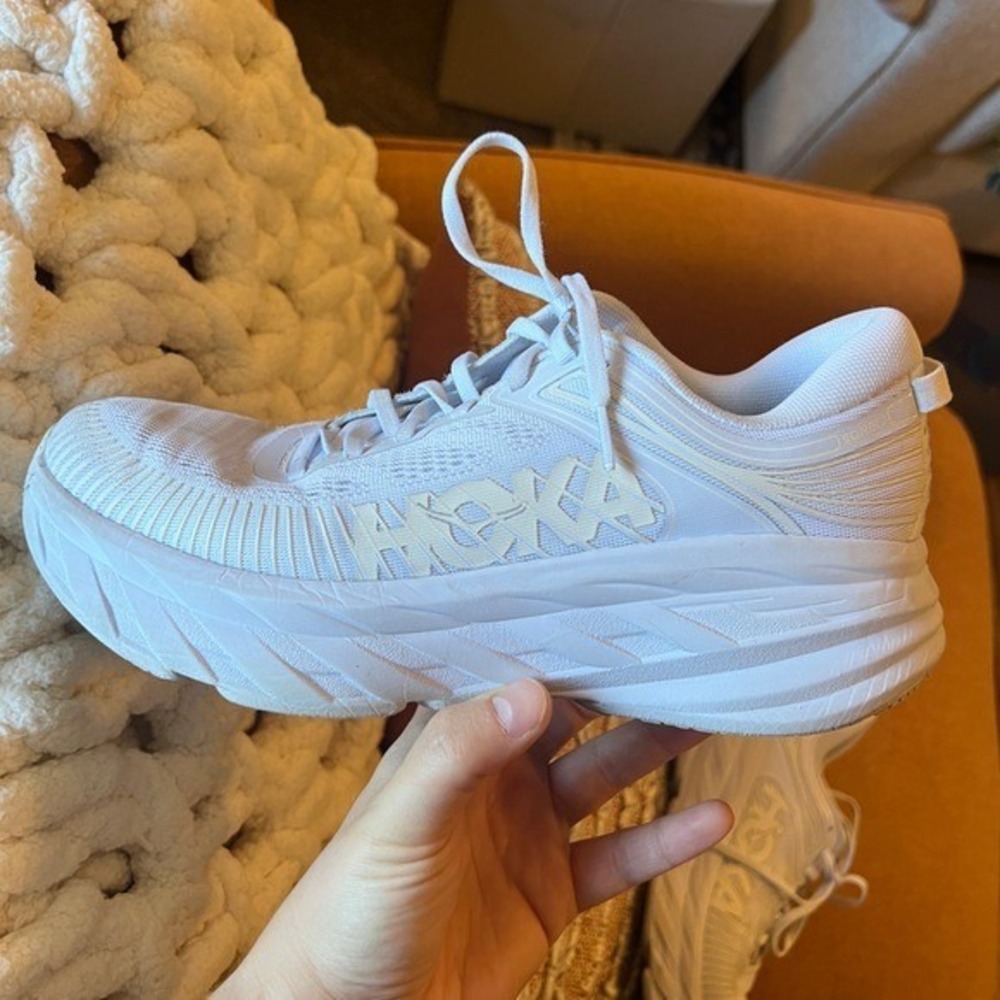 Hoka One One Men's White/White Bondi 7, White, Size 8 - Picture 6 of 11